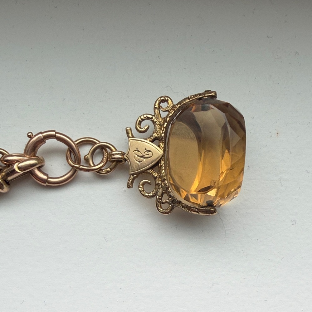 Gold 14k Citrine watch Fob Pendant: Elegant Women's Jewelry